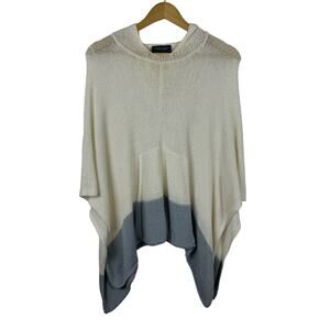 Wooden Ships Open Weave Knit Colorblock Poncho Sweater Size M/L | Coastal Beachy